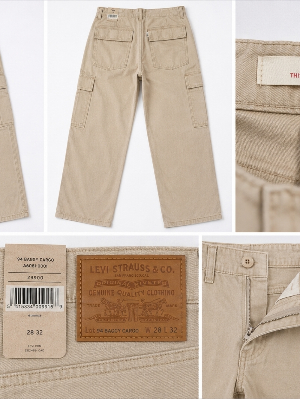Levi's Beige Baggy Cargo Pants 28&32
